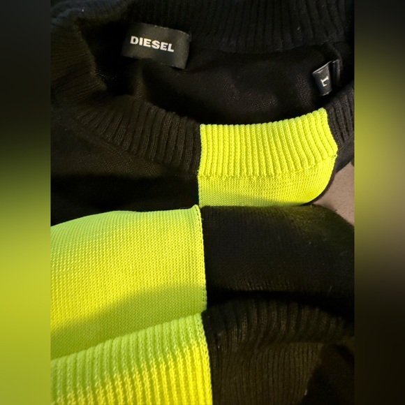 Diesel Sweater - Black with Yellow Fluorescent Stripe - Picture 5 of 5
